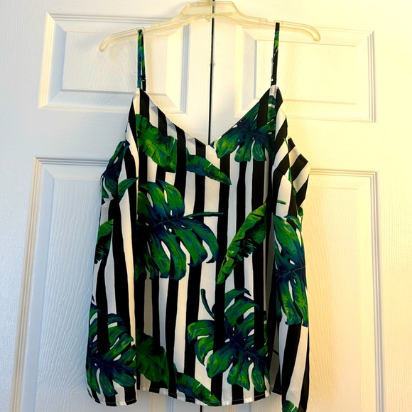 ASOS DESIGN CURVE Printed Cami in Tropical Stripe - Picture 1 of 7
